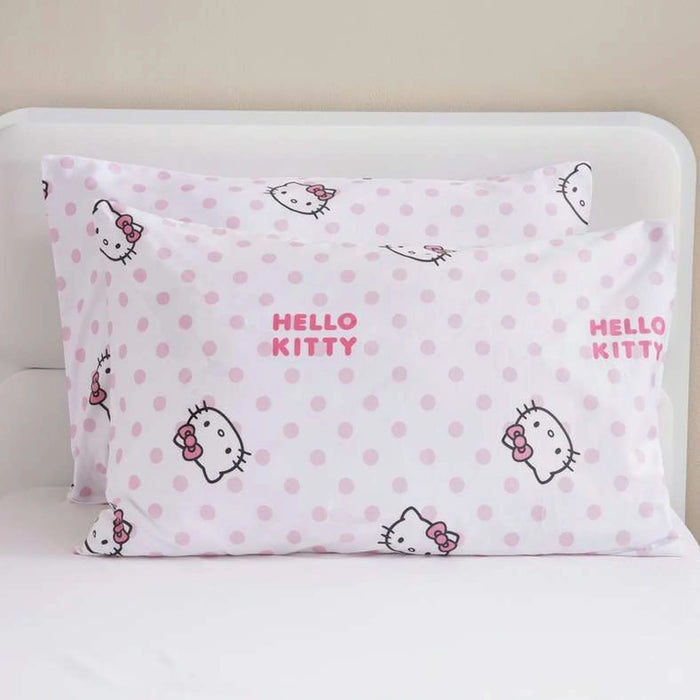 Hello Kitty Polka 2 Pcs 225Tc Cotton Pillowcase 50X75Cm- Pink