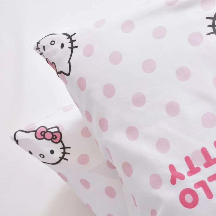 Hello Kitty Polka 2 Pcs 225Tc Cotton Pillowcase 50X75Cm- Pink