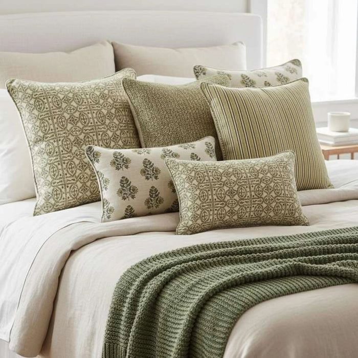 Heritage Magnolia Down Alternative Filled Cushion 50X50Cm - Olive Pan Home