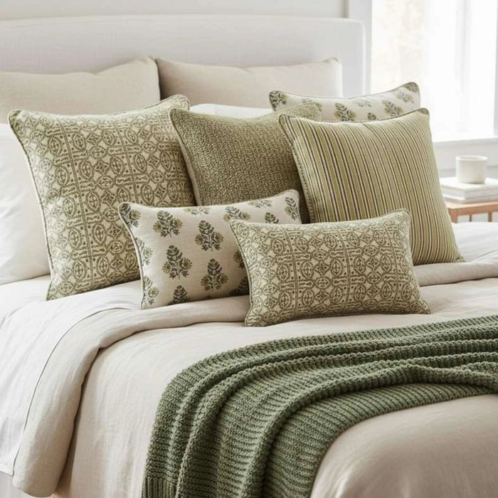 Heritage Textured Down Alternative Filled Cushion 50X50Cm - Olive Pan Home