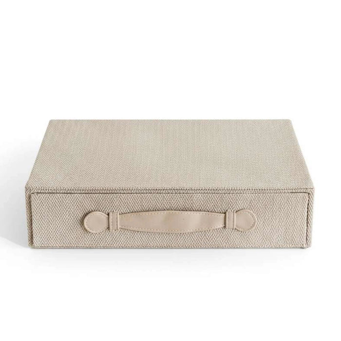 Herringbone Linen & Suede Jewelry Drawer Box 34X24X8Cm - Beige Pan Home