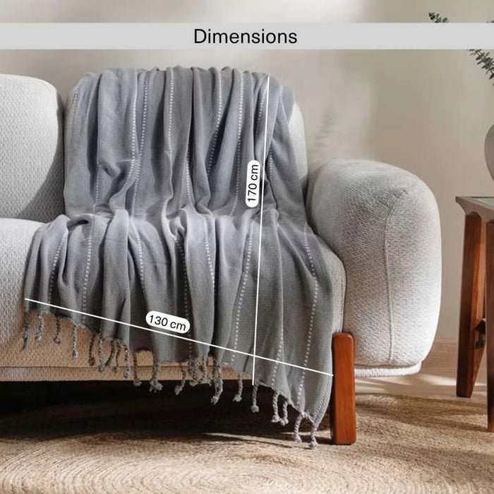 Herringbone Stripe Woven Throw 130X170 Cm- Grey Pan Home
