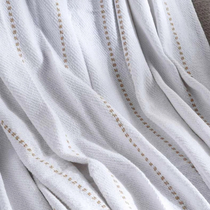 Herringbone Stripe Woven Throw 130X170 Cm- White Pan Home