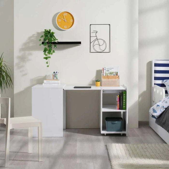 Hesta Writing Desk With Shelf - White