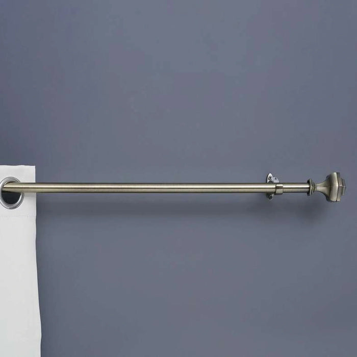 Hexagon 19/16Mm Single Curtain Rod Extendable 70X122Cm-Antique Brass