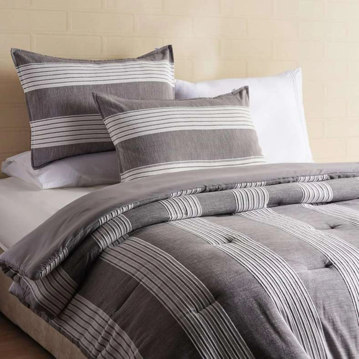 High Street Woven 3-Piece King Comforter Set 240X260Cm - Grey
