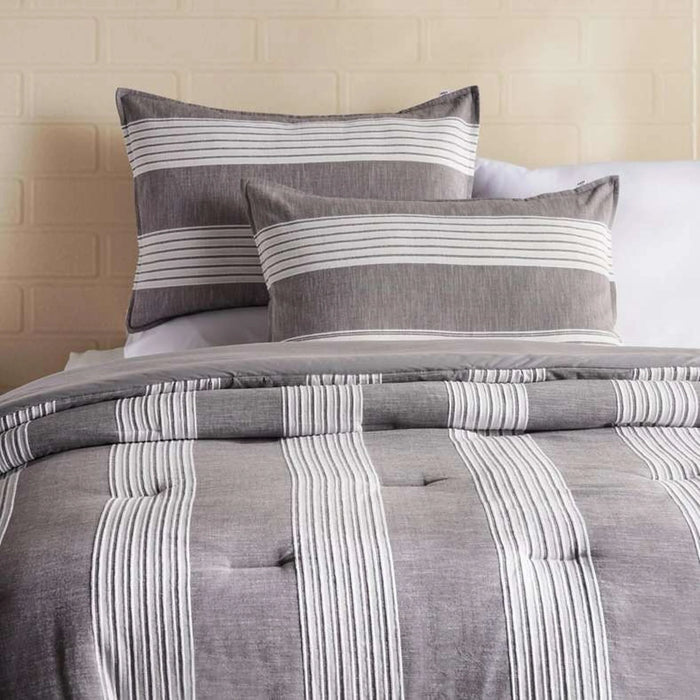 High Street Woven 3-Piece Queen Comforter Set 200X240Cm - Grey