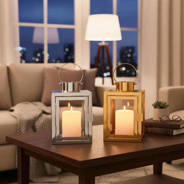 Hillary Modern Metal Lantern 10X10X15.5Cm - Sliver