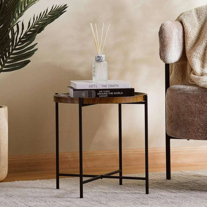 Hilton Metal Decor Stand With Tray - Brown