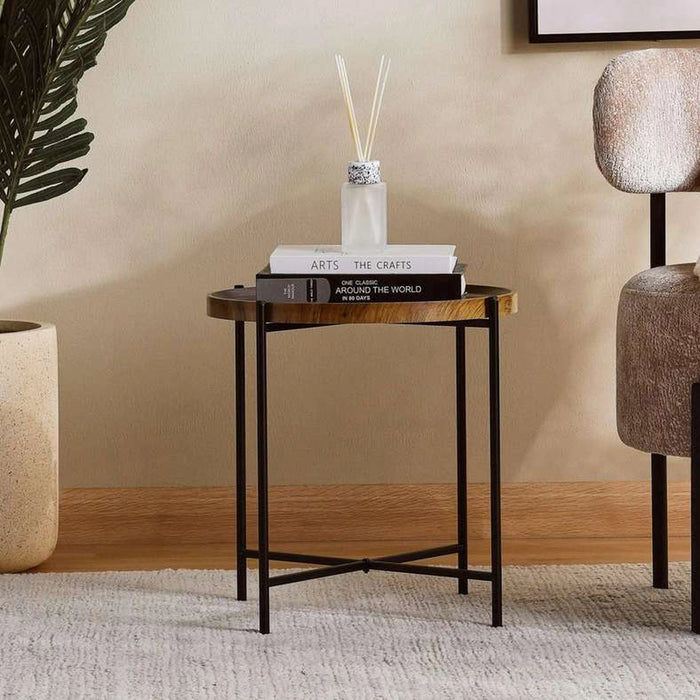 Hilton Metal Decor Stand With Tray - Brown