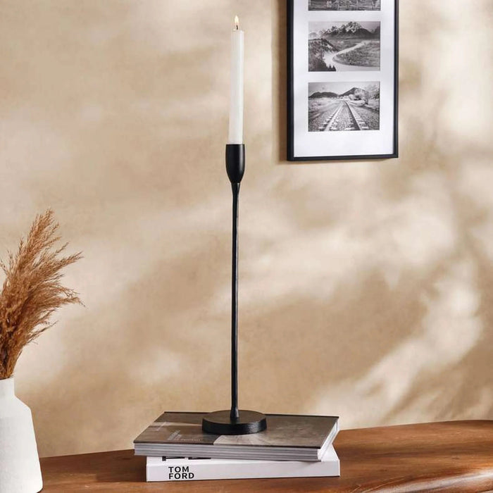 Hina Metal Taper Candle Holder 10X10X46Cm - Black Pan Home