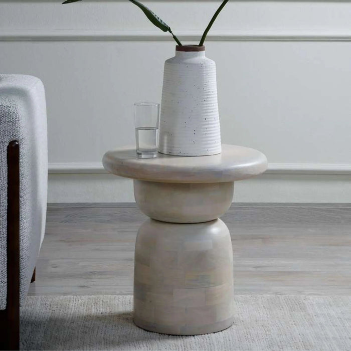 Hines End Table Wood - White Pan Home