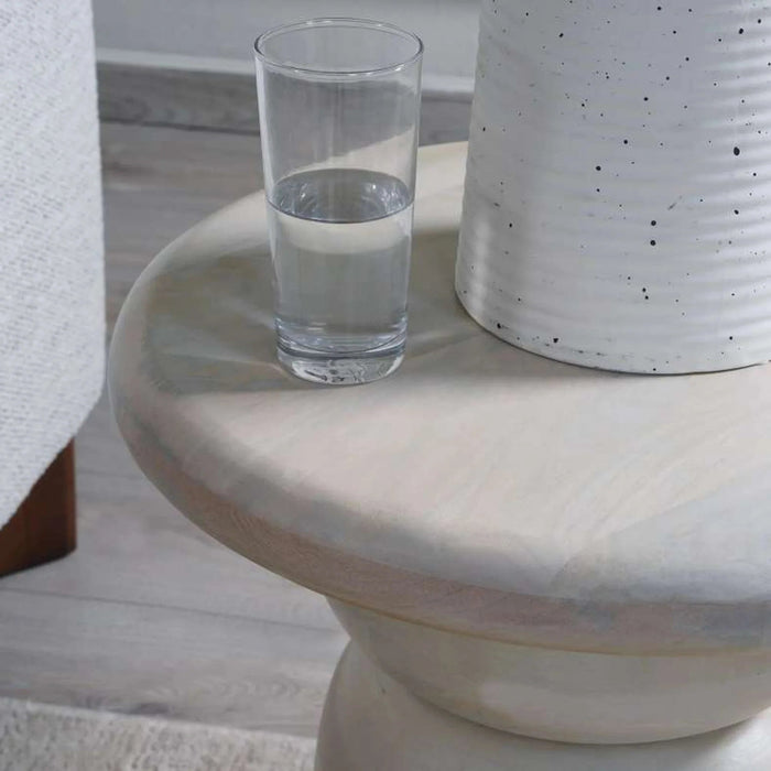 Hines End Table Wood - White Pan Home