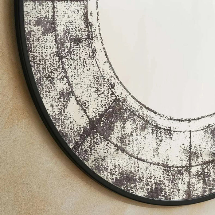 Hinzy Metal Frame Wall Mirror Dia 80Cm - Black Pan Home