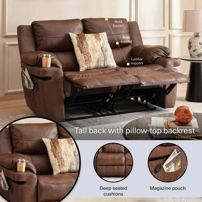 Hireem 2 Seater Recliner Sofa- Brown