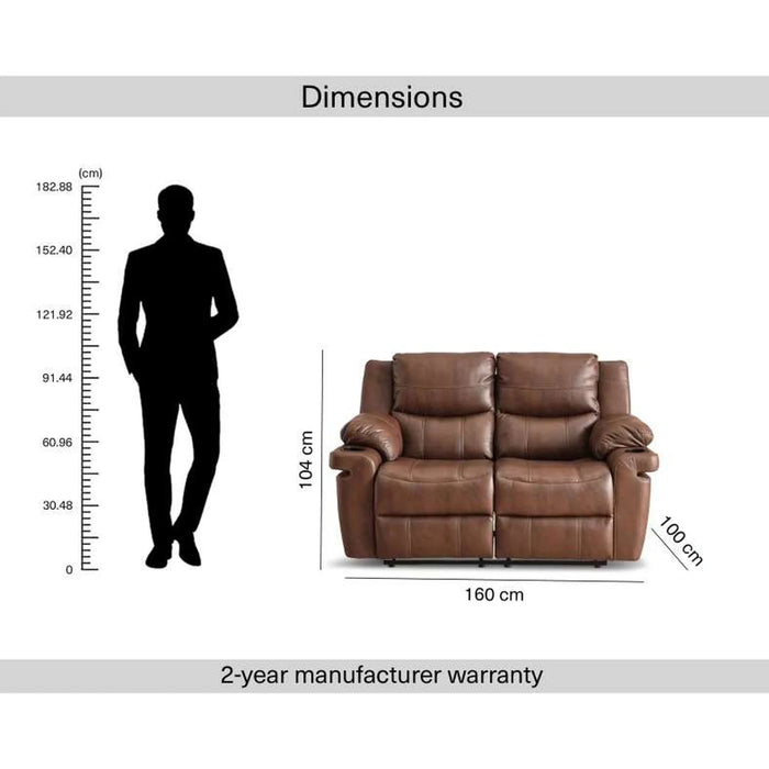 Hireem 2 Seater Recliner Sofa- Brown