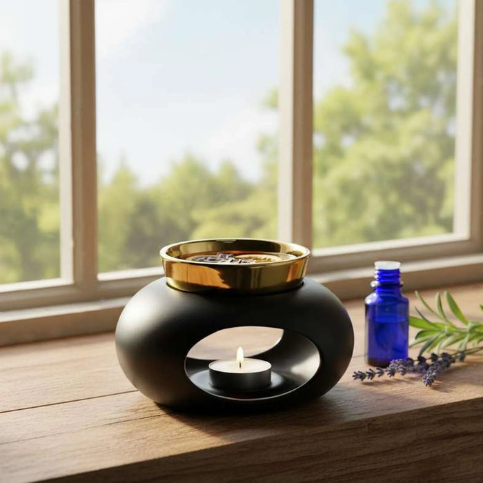 Hirsh Ceramic Oil Burner 14.5X11X9Cm - Black