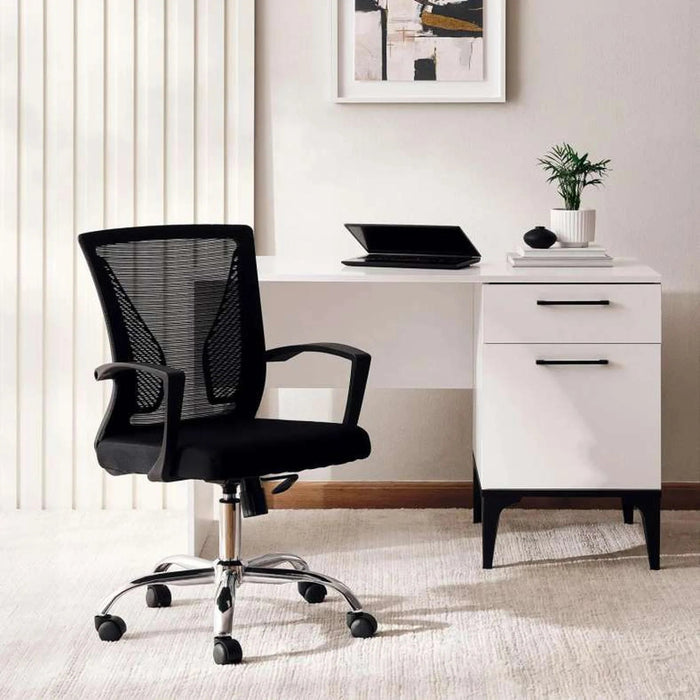 Hobbs Office Medium Back Chair Mesh Fabric - Black Pan Home