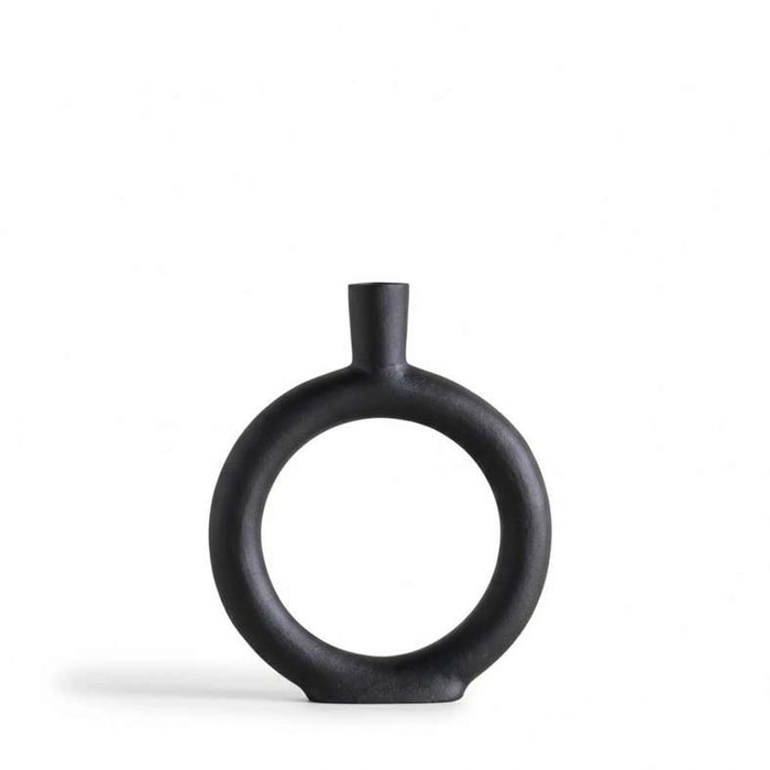 Hodor Metal Circle Decor Vase 35X5X40Cm - Black
