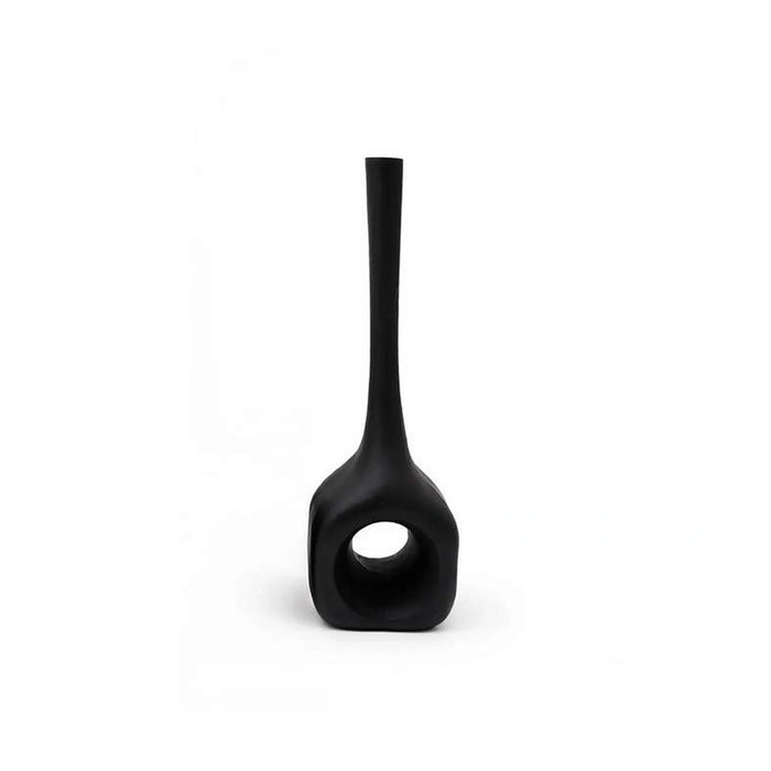 Hodor Metal Heavy Drop Metal Vase 15X13X43Cm - Black