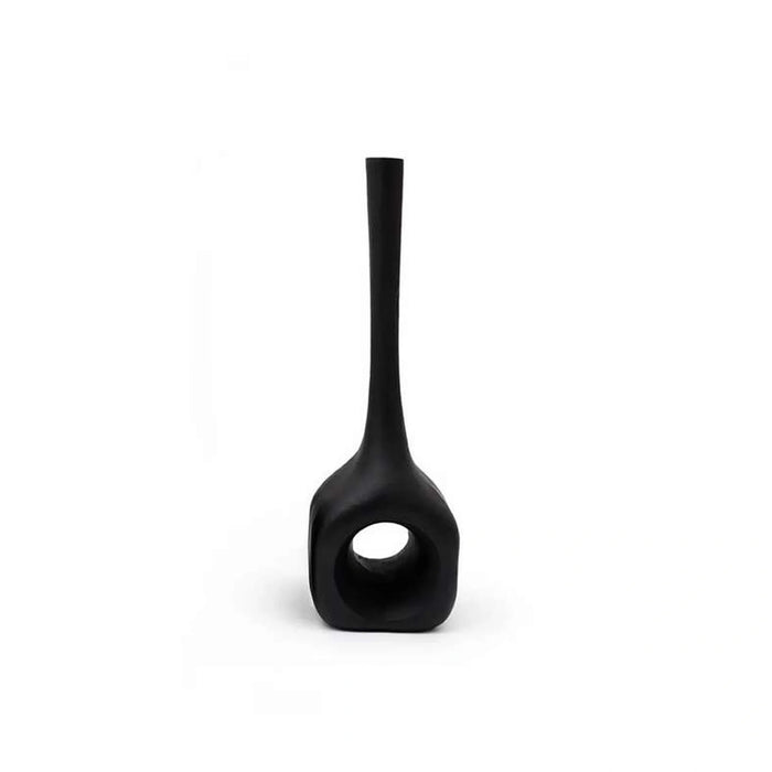 Hodor Metal Heavy Drop Metal Vase 15X13X43Cm - Black