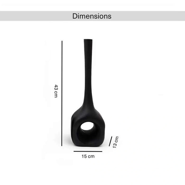 Hodor Metal Heavy Drop Metal Vase 15X13X43Cm - Black