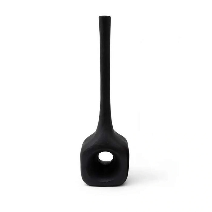 Hodor Metal Heavy Drop Metal Vase 15X13X50Cm - Black