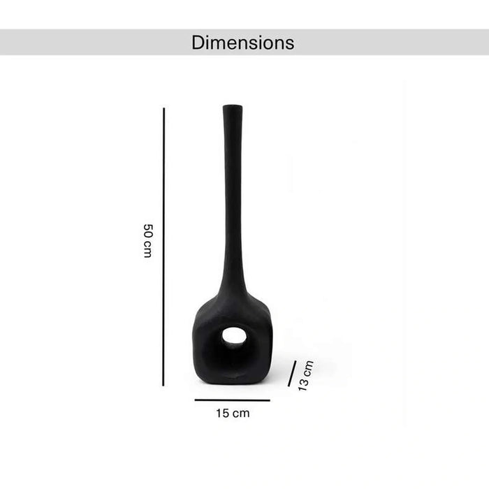 Hodor Metal Heavy Drop Metal Vase 15X13X50Cm - Black