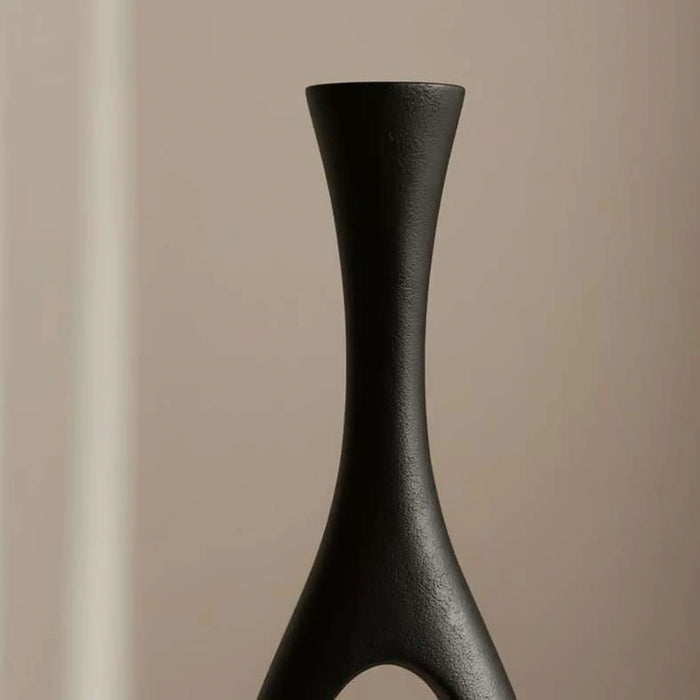 Hodor Metal Oval Decor Vase 20X8X58Cm - Black