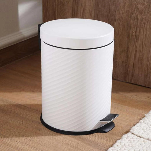 Home Essential Metal Pedal Bin Dia20.5Xh28Cm 5L - White Pan Home