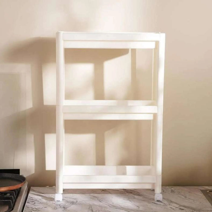 Homebasics 3 Tier Narrow Kitchen Storage Rack With Wheels -White
