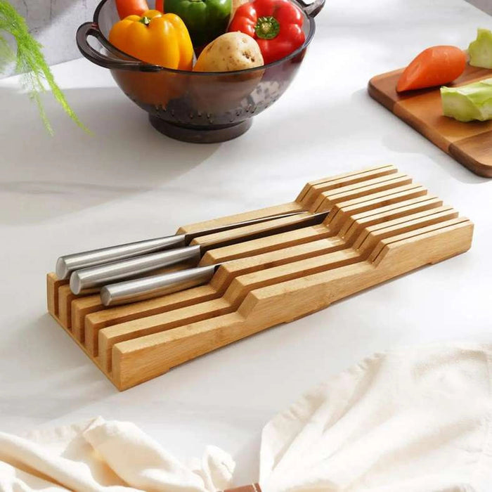Hommer Bamboo Knife Block - Natual Pan Home