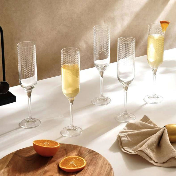 Honeycomb 6-Piece Flute Crystal Glass Set 200Ml -Clear Pan Home