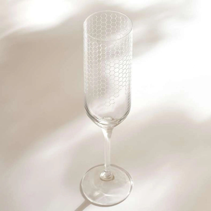 Honeycomb 6-Piece Flute Crystal Glass Set 200Ml -Clear Pan Home