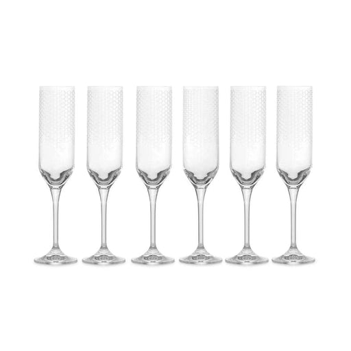 Honeycomb 6-Piece Flute Crystal Glass Set 200Ml -Clear Pan Home