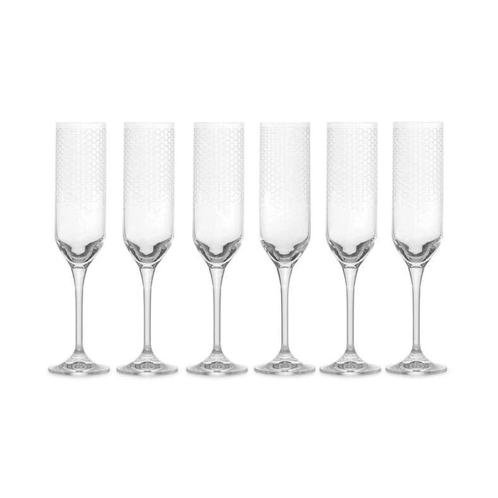 Honeycomb 6-Piece Flute Crystal Glass Set 200Ml -Clear Pan Home