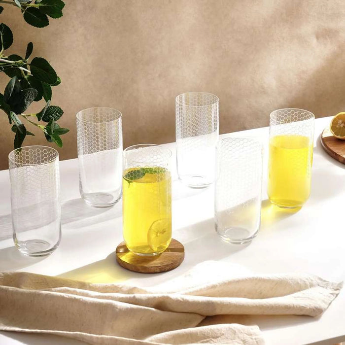 Honeycomb 6-Piece Tumbler Crystal Glass Set 440Ml -Clear