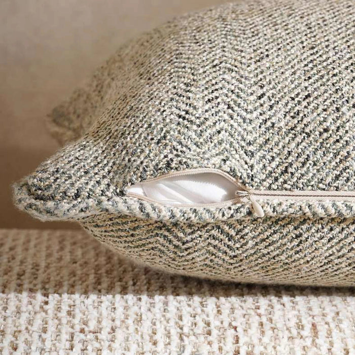 Horizon Herringbone Down Alt Filled Cushion 35X50Cm - Green Pan Home