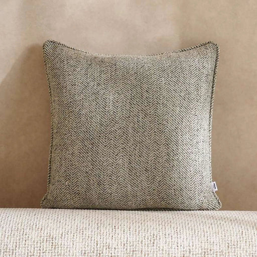 Horizon Herringbone Down Alt Filled Cushion 50X50Cm - Green Pan Home