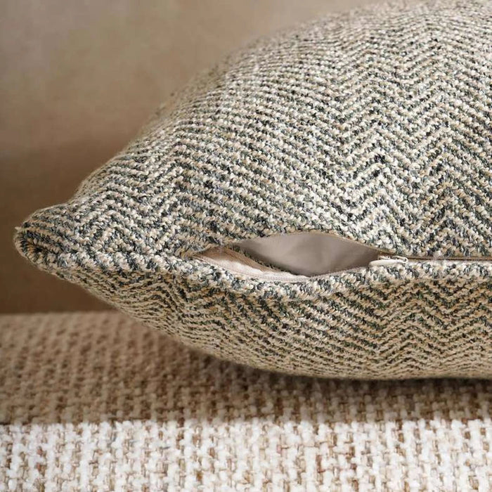 Horizon Herringbone Down Alt Filled Cushion 50X50Cm - Green Pan Home