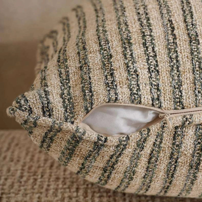 Horizon Stripe Herringbone Stripe Down Alt Filled Cushion 50X50Cm - Green Pan Home