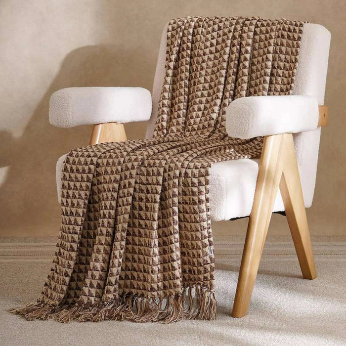Horizon Triangle Throw With Fringes 125X150Cm - Ochre Pan Home