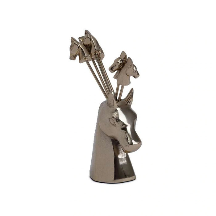 Horse Decor Pick Set 7.5X5X14Cm-Gold Pan Home