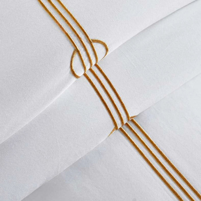 Hotel Cruise 300Tc Embroidered 3-Piece King Duvet Cover Set 230X220Cm - White/Gold