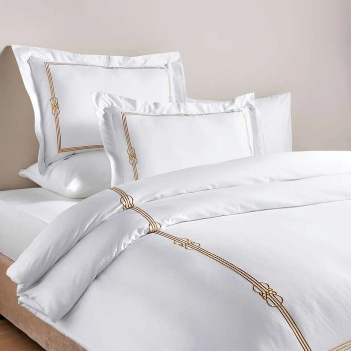 Hotel Cruise 300Tc Embroidered 3-Piece Queen Duvet Cover Set 200X200Cm - White/Gold
