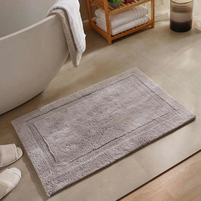 Hotel Luxe Reversible Cotton Bathmat 60X90Cm - Silver Pan Home