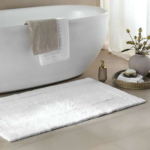 Hotel Luxe Reversible Cotton Bathmat 70X120Cm - White Pan Home