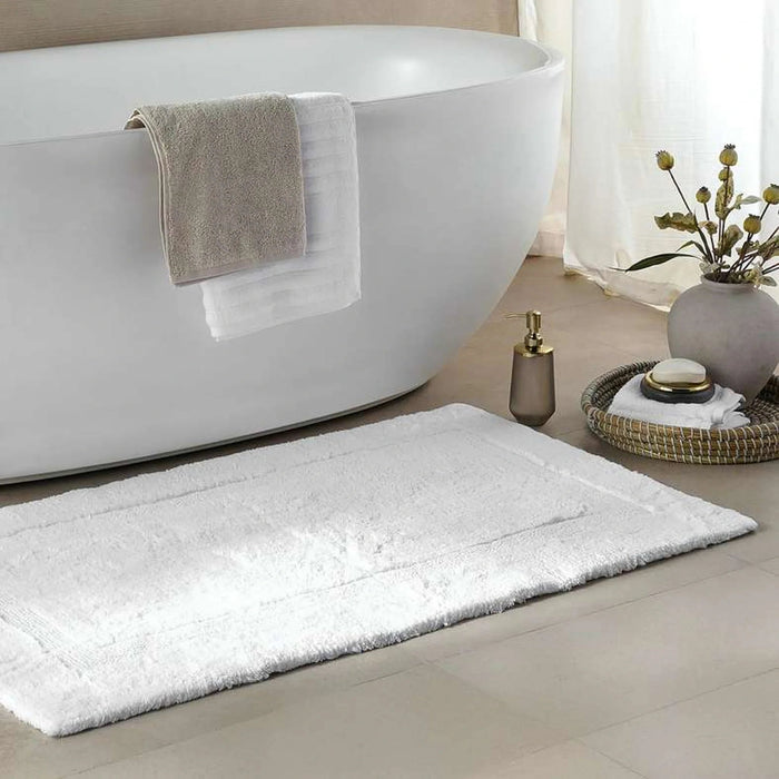 Hotel Luxe Reversible Cotton Bathmat 70X120Cm - White Pan Home