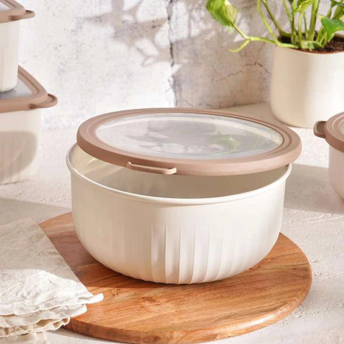 Hugo Round Storage Container 3L -White & Brown