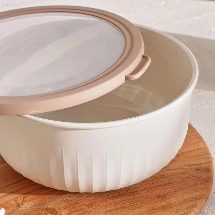 Hugo Round Storage Container 3L -White & Brown